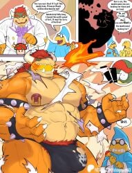 2024 abs anthro areola armband bara barazoku biceps big_bulge big_muscles big_pecs big_penis bowser bracelet breath_powers bulge claws clenched_teeth cloak clothed clothing comic deltoids detailed_bulge dialogue eating elemental_manipulation english_text exclamation_point eyebrows eyewear fire fire_breathing fire_manipulation fishingmanmax fungus genitals gesture glasses group growth hair hand_gesture hat headgear headwear hi_res horn horns huge_bulge huge_cock huge_muscles huge_penis humanoid_genitalia humanoid_penis jewelry kamek kemono koopa koopa_troopa logo magikoopa male male_only mario_(series) multiple_scenes muscle_growth muscular muscular_anthro muscular_male mushroom narrowed_eyes navel nintendo nipple_piercing nipple_ring nipples open_mouth open_smile pecs penis piercing pointing power-up pubes ring_piercing scalie serratus shell side_view simple_background skimpy smile spiked_armband spiked_bracelet spiked_shell spikes spikes_(anatomy) standing suit teeth text thick_arms thick_thighs torn_clothing torn_underwear trio underwear url vein wand wardrobe_malfunction