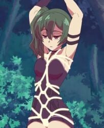 1girls animated armpits arms_up bondage breasts choker cleavage gloves green_hair holding_object magic no_sound pink_eyes shirt shorter_than_10_seconds skirt smug solo sousou_no_frieren surprised tagme twistedgrim ubel_(sousou_no_frieren) vertical_video video weapon