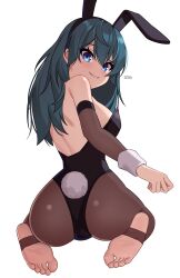 alternate_costume ass blue_eyes bunny_ears bunny_girl bunnysuit byleth_(female)_(fire_emblem) byleth_(fire_emblem) byleth_(fire_emblem)_(female) female female_only fire_emblem fire_emblem:_three_houses nintendo solo stirrup_legwear teal_hair toeless_legwear x_xith_x