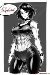 1girls abs artist_request big_breasts black_and_white choker clothed clothed_female doomer_girl female fit fit_female goth goth_girl looking_at_viewer muscle muscles muscular muscular_female tagme_(artist) tight_clothes tight_clothing tight_fit tight_pants