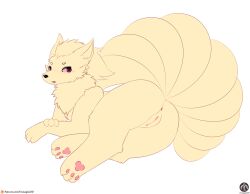 1girls 9_tails absurd_res anus ass blush female feral feral_only fur genitals hi_res humanoid_genitalia humanoid_genitalia_on_feral humanoid_pussy humanoid_pussy_on_feral lying multi_tail ninetales nintendo orange_body orange_fur paws pokemon pokemon_(species) pussy senz simple_background solo tail tails