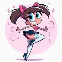 after_transformation ai_generated ass_focus big_ass clothed female female_only genderswap_(mtf) high_heels miniskirt no_underwear revealing_clothes rule_63 stockings teasing the_fairly_oddparents timantha timmy_turner twintails underass