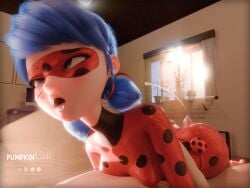 1girls 3d 3d_(artwork) artist_name blue_eyes blue_hair bodysuit censored clothed_female_nude_male cum cumshot domino_mask eye_mask female female_focus ladybug_(character) marinette_dupain-cheng miraculous:_tales_of_ladybug_and_cat_noir miraculous_ladybug nude_male open_mouth partial_male penis petite pigtails pleasure_face pumpkincat self_upload small_breasts straight superheroine thigh_job thigh_sex