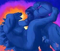 2boys abstract_background anal anal_sex anthro balls bodily_fluids cum cum_inside domination gay gay_sex genital_fluids genitals godzilla godzilla_(series) godzilla_vs_kong jberrserker king_kong king_kong_(series) male male/male male_domination male_only monsterverse sex tagme yaoi