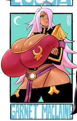 1girls breasts cleavage crossover dragonaut english english_text female female_focus garnet_maclaine gigantic_breasts hair_over_one_eye hexamous huge_breasts long_hair looking_down meme solo solo_female solo_focus text top_heavy