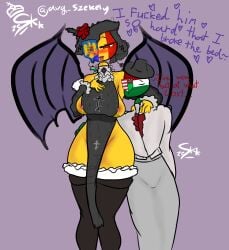 1boy 1boy1girl 1girls avg_szekely big_ass bodysuit bottomless bottomless_female countryhumans countryhumans_girl dress hat hungarian hungary hungary_(countryhumans) national_personification pussy pussy_visible_through_clothes romania romania_(countryhumans) romanian_flag tagme thick_ass thick_thighs thighhighs thighs vampire vampire_girl wings