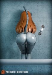 3d_(artwork) absurd_res anthro anus ass bathroom digital_media_(artwork) felid female fur genitals grey_body grey_fur hair hi_res mammal momo_(monarquis) monarquis nude pantherine presenting presenting_anus presenting_hindquarters presenting_pussy pubes pussy red_hair shower snow_leopard solo wet wet_body