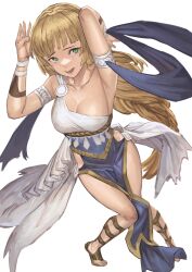 1girls alternate_costume blonde_hair breasts cleavage daisuke_6897 dancer dancer_(three_houses) dancer_outfit fire_emblem fire_emblem:_three_houses frown green_eyes ingrid_brandl_galatea large_breasts nintendo open_mouth skeb_commission thighs