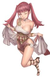 1girls alternate_costume breasts cleavage daisuke_6897 dancer dancer_(three_houses) dancer_outfit fire_emblem fire_emblem:_three_houses hilda_valentine_goneril large_breasts looking_at_viewer nintendo pink_eyes pink_hair skeb_commission thighs