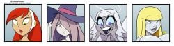 angel angel_wings atomic_betty betty_barrett blonde_hair blue_eyes emily_(hazbin_hotel) female_only green_eyes halo hazbin_hotel ilpanza little_witch_academia patreon_exclusive red_eyes red_hair robot robot_girl sucy_manbavaran tagme vivziepop white_hair witch_hat