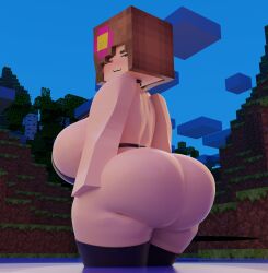 1girls 3d 3d_(artwork) ass ass_focus backboob bottomless breasts brown_hair bubble_butt busty dat_ass fanart fat_ass female female_only giant_ass giant_tits huge_ass huge_breasts huge_hips inner_sideboob jenny_belle_(slipperyt) jinouga97 large_ass large_breasts legwear looking_at_viewer looking_back massive_ass massive_breasts minecraft outdoors rear_view sideboob solo thick thick_ass thick_thighs topwear tree wide_hips