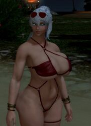 1girls 3d abs athletic_female big_breasts bikini elezen final_fantasy final_fantasy_xiv huge_breasts large_breasts micro_bikini oc tagme