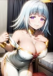 ai_generated artemisia_(ragna_crimson) big_breasts big_butt clothing nipples_visible_through_clothing ragna_crimson smile thick_thighs