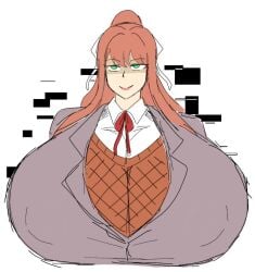 1girls alternate_breast_size breasts_bigger_than_head doki_doki_literature_club female female_focus female_only fully_clothed huge_breasts human human_only hyper hyper_breasts light-skinned_female light_skin momiji_(artist) monika_(doki_doki_literature_club) school_uniform tagme twitter_link white_bow