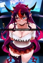 ai_generated before_sex blue_eyes blush breasts choker cleavage english_text fauna_felled female frilled_skirt heterochromia hololive hololive_english imminent_sex irys large_breasts miniskirt purple_eyes purple_hair skirt snapchat tagme text text_message thighhighs thighs virtual_youtuber vtuber zettai_ryouiki