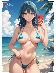 ai_generated aiart_isuko blue_eyes breasts byleth_(female)_(fire_emblem) byleth_(fire_emblem) byleth_(fire_emblem)_(female) female female_only fire_emblem fire_emblem:_three_houses nai_diffusion nintendo solo stable_diffusion teal_hair