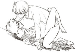 arthur_pendragon_(fate) emiya_shirou fate/prototype fate/stay_night fate_(series) male male_only monochrome sex spread_legs yaoi