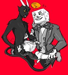 anal cuphead cuphead_(game) erection fellatio gay king_dice male oral penis sinisk spitroast the_devil_(cuphead) threesome