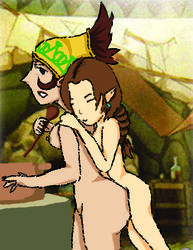 alazeldork ass hugging_from_behind milf nintendo orielle piper_(skyward_sword) skyward_sword the_legend_of_zelda the_legend_of_zelda:_skyward_sword thick_thighs yuri