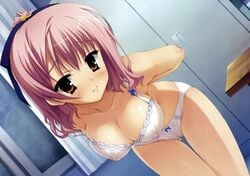 blush bra breasts brown_eyes cleavage erect_nipples imageboard_sample kobuichi lingerie panties pink_hair see-through tenshinranman tokiwa_mahiro underwear wet