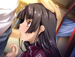 censored chinese_girl cum facial fellatio hand_on_head hongou_kazuto koihime†_(series) koihime_musou long_hair oral penis red_eyes shuutai_youhei