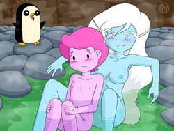 adventure_time age_difference coldfusion female gunter gunther_(adventure_time) hot_spring ice_queen_(adventure_time) imminent_sex male/female nude older_female prince_gumball straight younger_male