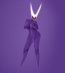 breast_grab breasts genitals hand_on_breast hi_res hollow_knight hornet_(hollow_knight) humanoid morfkey purple_background purple_body pussy simple_background solo team_cherry