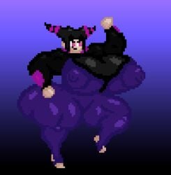 animated big_ass big_breasts huge_ass huge_breasts juri_han pixel_animation pixel_art street_fighter the_inclined_trunk