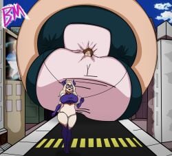 air_inflation building_background full_body_inflation giantess inflation mount_lady my_hero_academia ochako_uraraka spherical_inflation