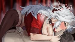 1boy 1boy1girl 1female 1girl1boy 1girls 1male 2026 2d 2d_(artwork) absurd_res absurd_resolution absurdres bodily_fluids dominant dominant_female female female_focus female_on_top female_penetrated kiss kissing kissing_while_penetrated male male/female male_penetrating male_penetrating_female mature_female mosschitsu penetration penile penile_penetration penis saliva sloppy sloppy_kiss socks_agency virtual_youtuber white_hair zentreya zentreya_(cyborg) zentreya_(cyborg)_(regal) zentreya_(dragon)