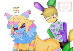 1boy 1girls anal_sex animal_ears animal_tail balloon closed_eyes clothed clothed_sex dandy's_world ear edit edited female humanoid itz_zekex looey_(dandy's_world) male non-human object_in_ass pinata sex sex_toy sex_toy_in_ass strawpage_request tail yatta_(dandy's_world)