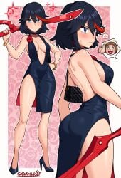 ass choker dress female female_only kill_la_kill matoi_ryuuko sarukaiwolf short_hair sideboob tagme