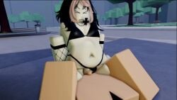 1boy 1girls 3d 3d_(artwork) 3d_animation 3d_model angry angry_sex animated armwear bikini black_hair chubby_belly female flat_chest front_view gif hands_on_hips hands_on_thighs made_using_roblox male male/female necklace no_sound panties_aside riding riding_penis roblox roblox_avatar robloxian sfx starfall_(hexanne) stomach_bulge tagme the_strongest_battlegrounds toarr34 two_tone_hair vaginal_penetration video