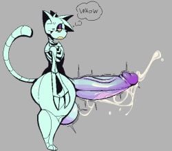 cum ejaculation feline girly huge_balls huge_cock male skeleton skull_cat_(xexeezy) tail thick_thighs xexeezy