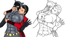 2girls abs batman:_the_animated_series boob_grab boob_squish catwoman catwoman_(dcau) chloroform czubrowski dc dc_comics dcau female_only femdom femsub groping red_claw selina_kyle villainess yuri