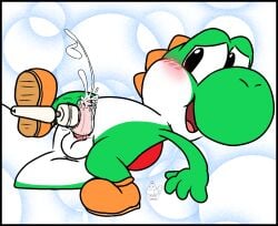 cum cumshot dinosaur male mario_(series) nintendo super_mario_bros. tagme vibrator yoshi