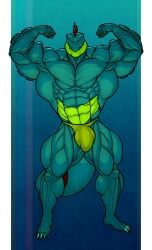 alligator anthro balls bara big_muscles big_penis bulge feraligatr flaccid flexing male male_only muscles muscular nintendo penis pokemon ripped-saurian scalie solo solo_male