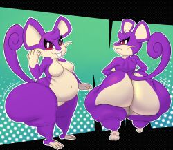 ass breasts chubby featureless_breasts female finalofdestinations game_freak huge_ass motion_lines nintendo no_humans pokemon pokemon_(species) rattata thick_thighs video_games wide_hips