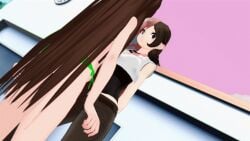 2girls 3d animated animated bikini brown_eyes brown_hair cbusting_(artist) cunt_punch cuntbusting faunus fully_clothed green_bikini heterochromia holding_crotch holding_pussy multicolored_hair neo_(rwby) non_nude pain pink_eyes pink_hair ponytail pool punch rabbit_ears rabbit_humanoid rwby source tagme two_tone_hair velvet_scarlatina