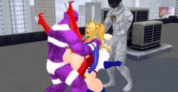 3d animated bizarro dc dc_comics foursome kara_zor-el parasite_(dc) pof3445 power_girl sims4 spitroast supergirl superheroine the_sims_4