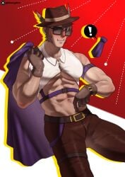 abs bara biceps blush clothing hanu_(honkai:_star_rail) honkai:_star_rail kheng0122 male male_only manly mature_male muscular_male pecs tight_clothing tusks werewolf