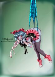 1girls female female_only hanging_wedgie movistar simple_background virtual_hero wedgie zombie zombie_girl zombirella