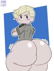 1boy 2020s 2024 arms_crossed ass ass_focus big_ass blonde_hair blush bottom_heavy bottomless bubble_ass bubble_butt casual_nudity crossed_arms curvy curvy_male cute dat_ass embarrassed erich_kraus fat_ass fat_butt femboy feminine_male frown girly huge_ass looking_at_viewer male massive_ass military military_uniform moonix_xero nude panzerjungen pout roblox robloxian shiny_skin simple_background tagme thick thick_ass thick_butt thick_thighs voluptuous