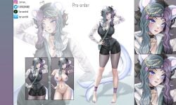 accessory adoptable anime anime_girl anime_style bag bare_breasts bare_legs barefoot big_breasts black_hair blue_eyes blue_hair breasts breasts breasts character_profile character_sheet collar commission commission_art female fish fish_tail foot_fetish girl legs legwear medium_hair monster_girl mouse mouse_ears mouse_girl nail_polish neko nude nude_female pirate pirate_girl purple_hair pussy pussy_lips shark_tail short_hair shorts tail tarxunniko white_eyes