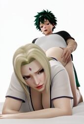 3d 3d_(artwork) absurd_res ai_generated all_fours ambiguous_penetration bent_over cg crossover doggy_style doggy_style_position from_behind hi_res huge_ass izuku_midoriya male/female milf mommy my_hero_academia naruto naruto_(series) naruto_shippuden tagme tsunade