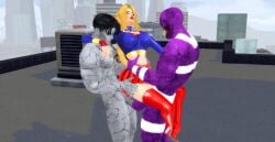 1girls 2boys 3d animated animated_image balls bizarro blonde_female blonde_hair clothed_female_nude_male clothed_sex dc dc_comics double_penetration grey_body kara_zor-el long_hair mmf_threesome outside outside_sex parasite_(dc) pof3445 purple_body rooftop sims4 supergirl superhero_costume superheroine superman_(series) supervillain suspended_double_penetration the_sims_4 thigh_boots thighhighs threesome villain