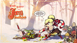 1girls 6+boys 6boys blonde_hair blue_eyes bondage closed_eyes elijah_pink female goblin goblin_male green_skin half-orc jorcelyn josie_(elijah_pink) multiple_boys orange_eyes orc orc_female original_character ribbon ripped_clothing rope snow speech_bubble tape tape_bondage text watermark