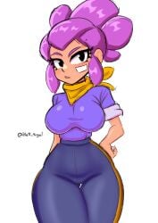 1girls big_penis big_thighs blue_pants brawl_stars breasts clothed clothed_female female female_focus female_only he11_4ngel pants purple_clothing purple_hair purple_hair_female shelly_(brawl_stars) slim_waist solo_female solo_focus thighs thin_waist waist