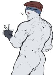 ass beret countryhumans male_only muscular muscular_male nude serbia_(countryhumans)