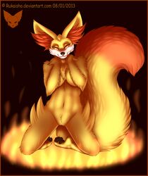 2013 anthro bad_deviantart_id breasts canine fennec fennekin fire fox game_freak glowing mark_haynes nintendo pokemon pokemon_(species) pokemon_xy pussy source_request video_games